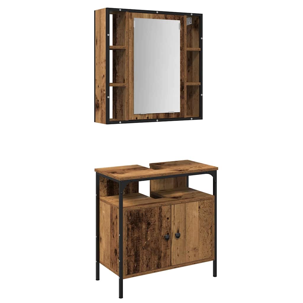 Set di mobili per il bagno 2 pcs Marrone Legno multistrato | homemem39