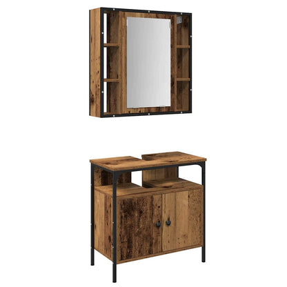 Set di mobili per il bagno 2 pcs Marrone Legno multistrato | homemem39