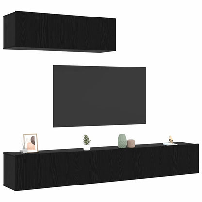 Set mobile TV 3 pcs Rovere Nero Legno multistrato