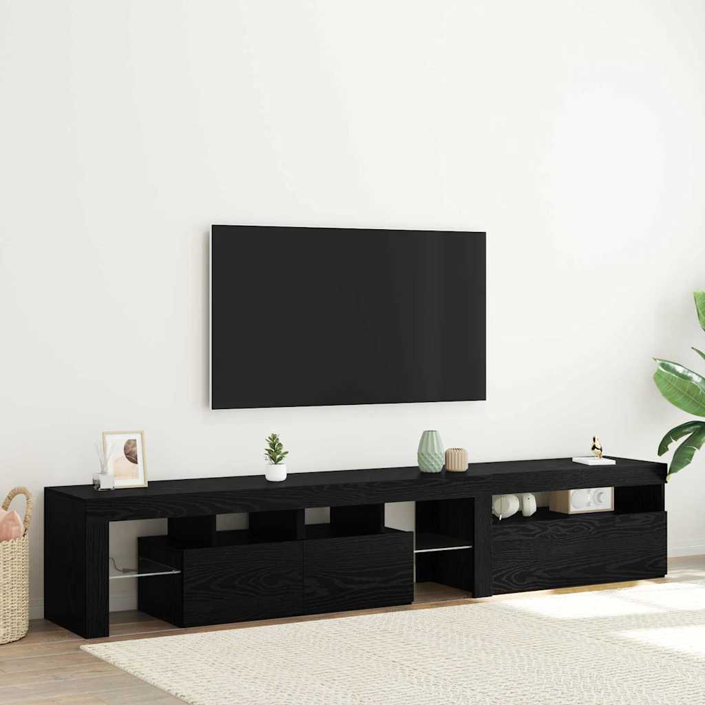 Mobile TV 2 pcs Rovere Nero 260 x 37 x 40 cm Legno multistrato