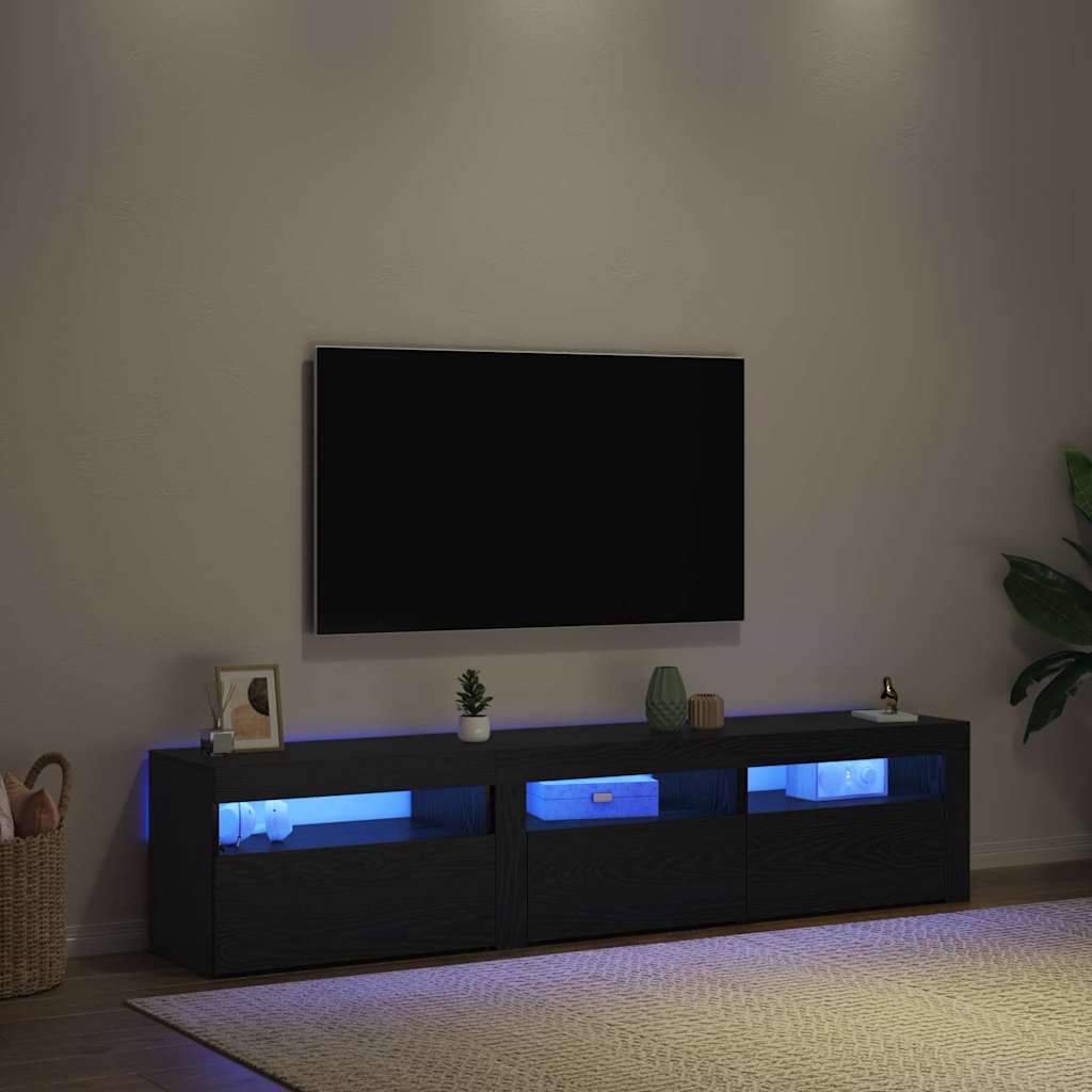 Mobile TV 2 pcs Rovere Nero Legno ingegnerizzato | homemem39