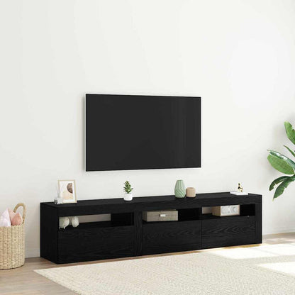 Mobile TV 2 pcs Rovere Nero Legno ingegnerizzato | homemem39