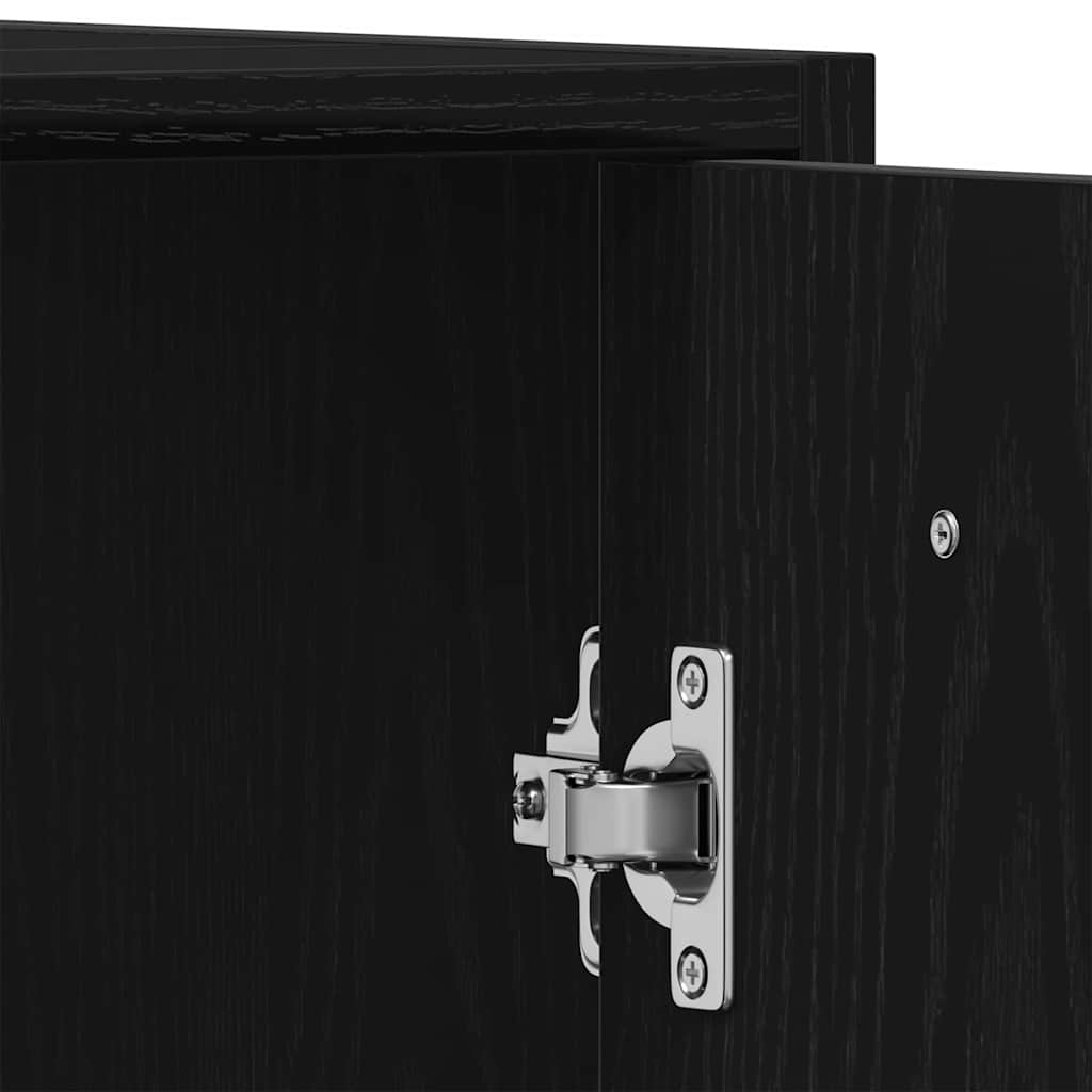 Set di mobili per il bagno 3 pz Rovere Nero 30 x 30 x 183,5 cm | homemem39