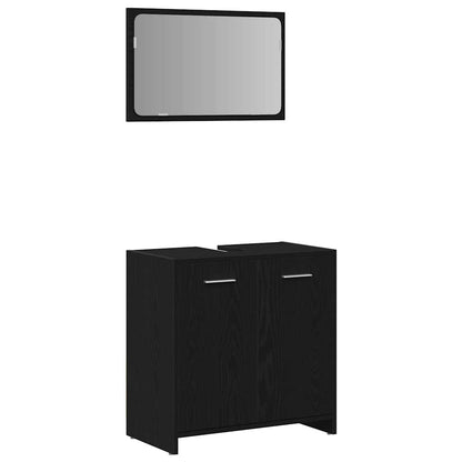 Set di mobili per il bagno 3 pz Rovere Nero 30 x 30 x 183,5 cm