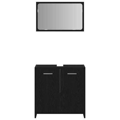 Set di mobili per il bagno 3 pz Rovere Nero 30 x 30 x 183,5 cm | homemem39