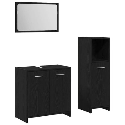 Set di mobili per il bagno 3 pcs Rovere Nero Legno multistrato | homemem39