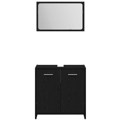 Set di mobili per il bagno 3 pcs Rovere Nero Legno multistrato | homemem39