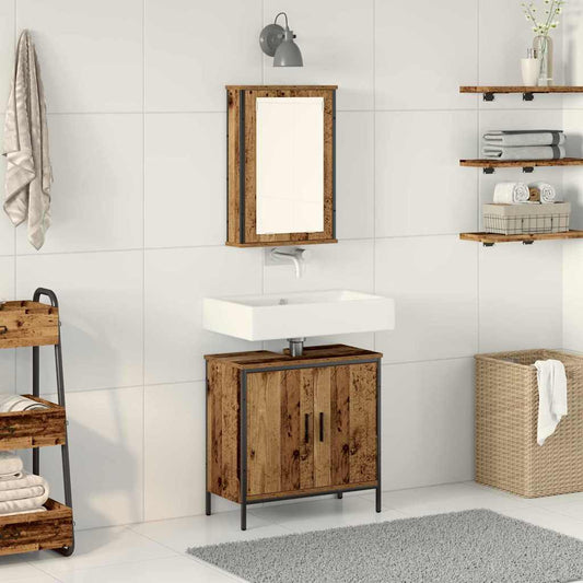 Set di mobili per il bagno 2 pcs Marrone Legno multistrato | homemem39