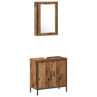 Set di mobili per il bagno 2 pcs Marrone Legno multistrato | homemem39