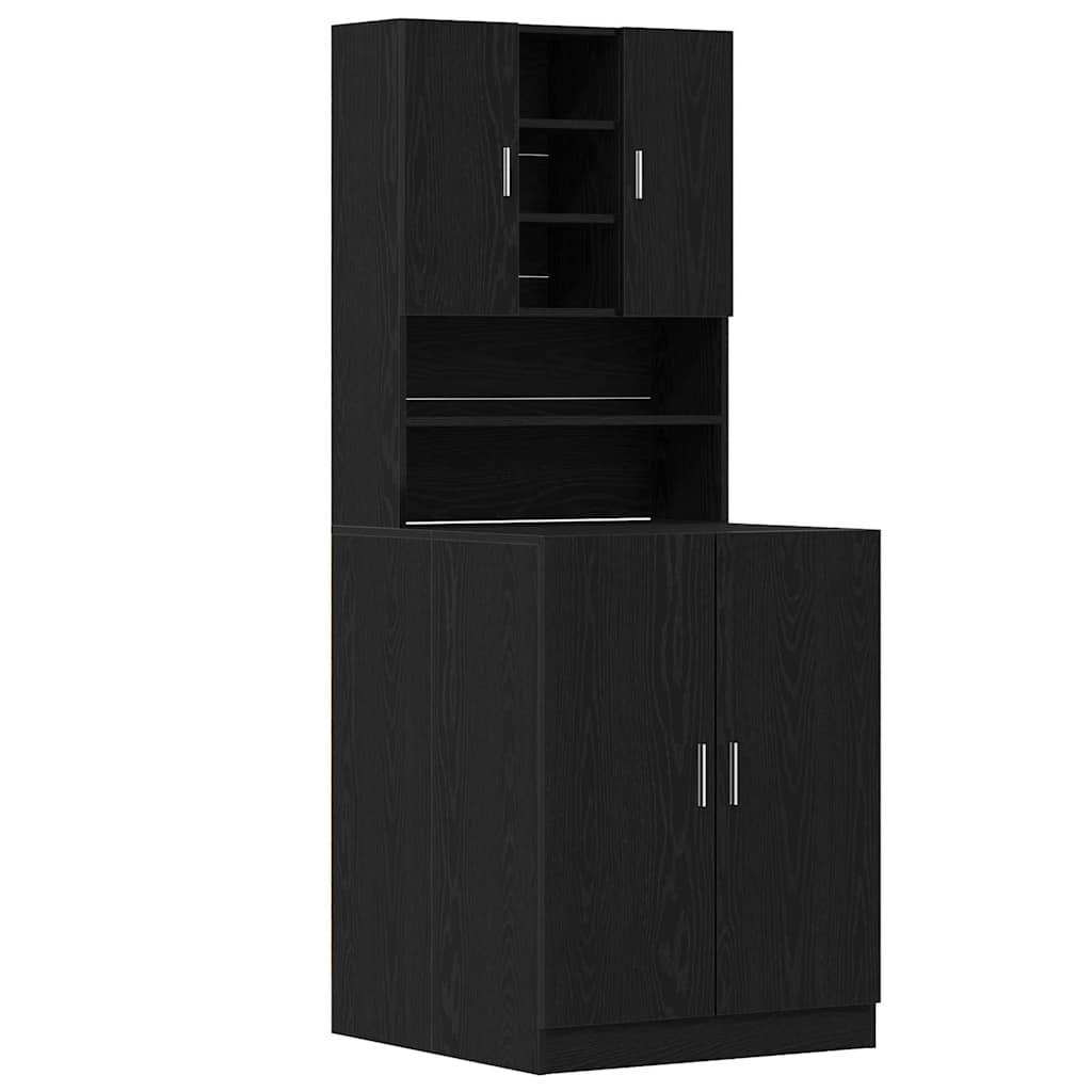 Armadio per Lavatrice 2 pcs Rovere Nero 70,5 x 71,5 x 181,5 cm | homemem39
