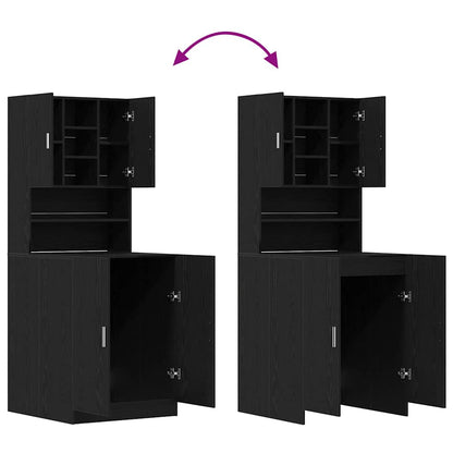Armadio per Lavatrice 2 pcs Rovere Nero 70,5 x 71,5 x 181,5 cm | homemem39