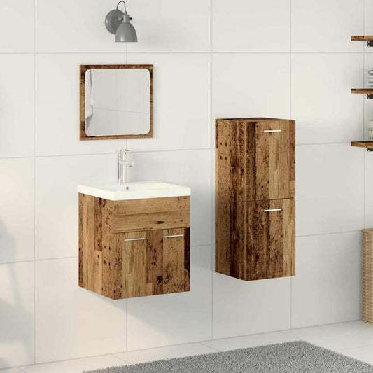 Set di mobili per il bagno con porta 3 pcs Legno vecchio