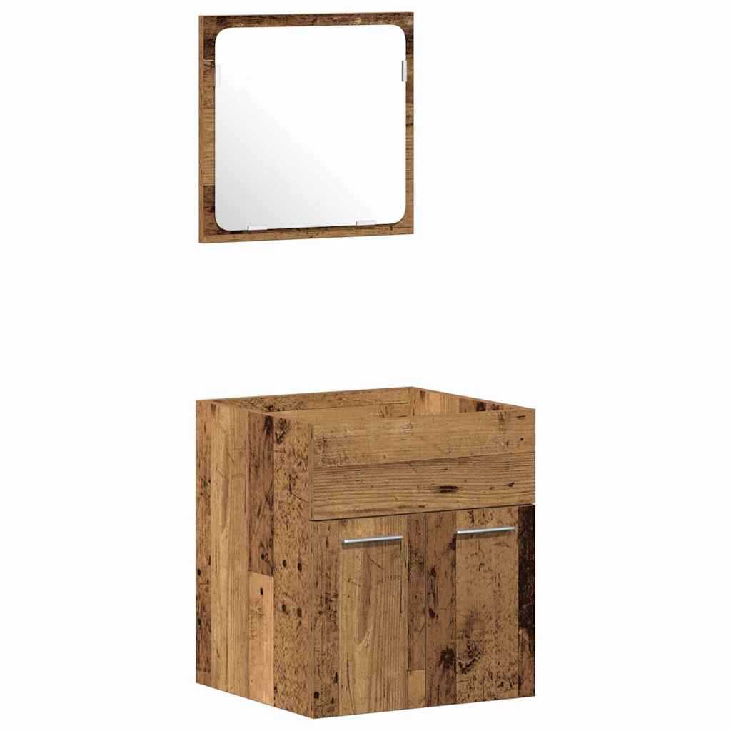Set di mobili per il bagno con porta 3 pcs Legno vecchio