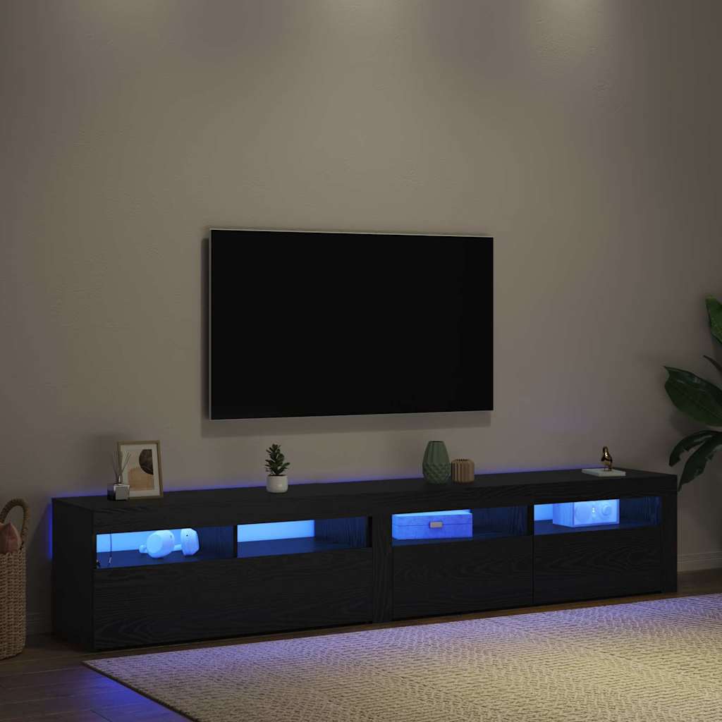 Mobile TV 2 pcs Rovere Nero Legno ingegnerizzato | homemem39