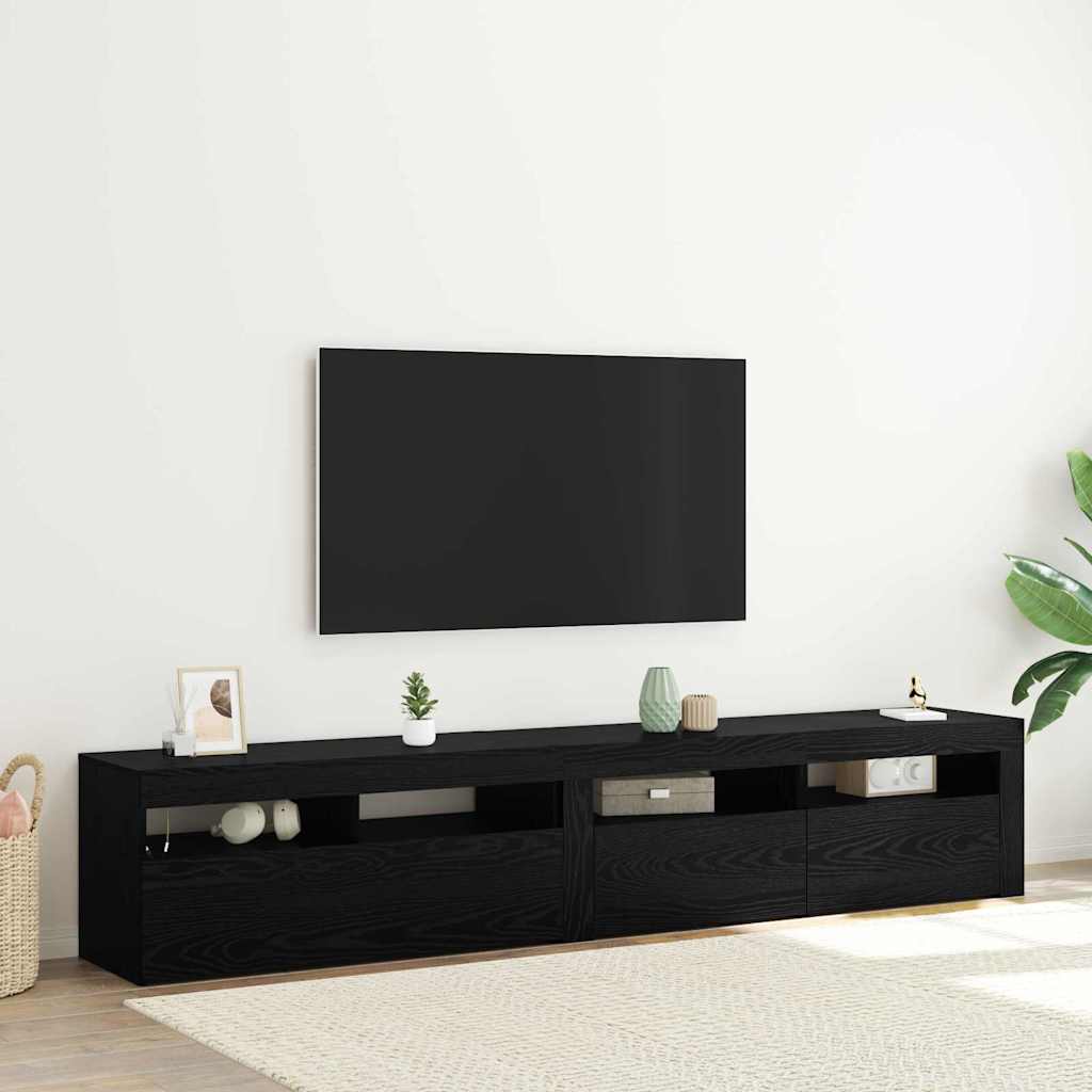 Mobile TV 2 pcs Rovere Nero Legno ingegnerizzato | homemem39