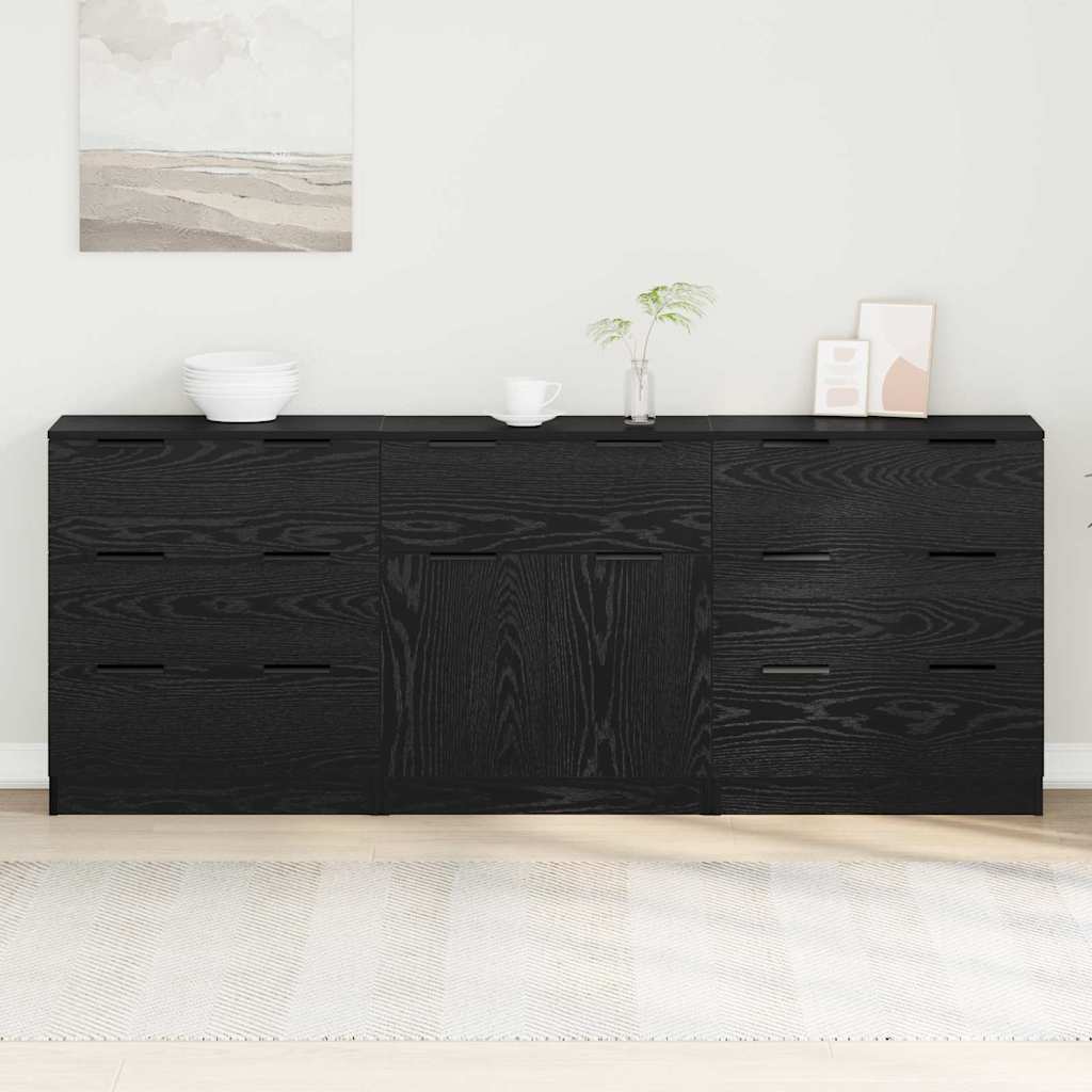 Credenza 3 pcs Rovere nero 60 x 30 x 70 cm Legno multistrato - homemem39
