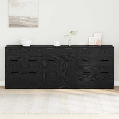 Credenza 3 pcs Rovere nero 60 x 30 x 70 cm Legno multistrato - homemem39