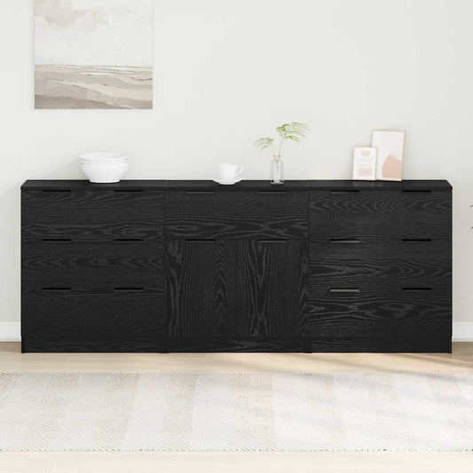 Credenza 3 pcs Rovere nero 60 x 30 x 70 cm Legno multistrato - homemem39