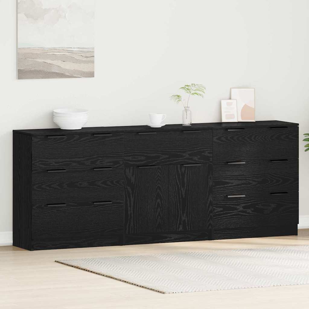 Credenza 3 pcs Rovere nero 60 x 30 x 70 cm Legno multistrato - homemem39