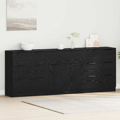 Credenza 3 pcs Rovere nero 60 x 30 x 70 cm Legno multistrato - homemem39