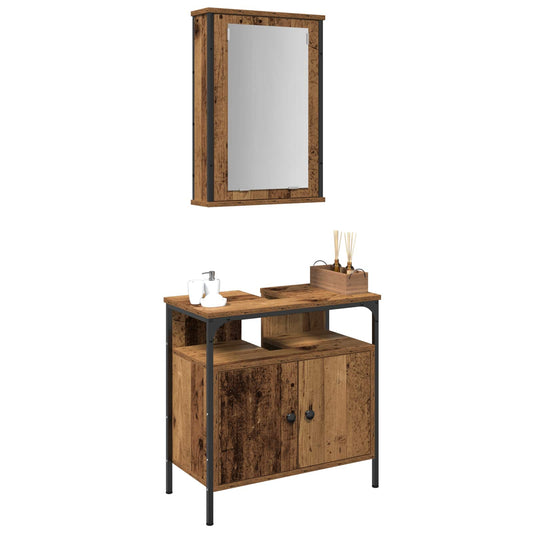 Set di mobili per il bagno 2 pcs Marrone Legno multistrato