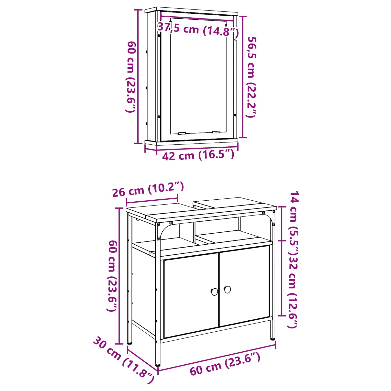 Set di mobili per il bagno 2 pcs Marrone Legno multistrato | homemem39