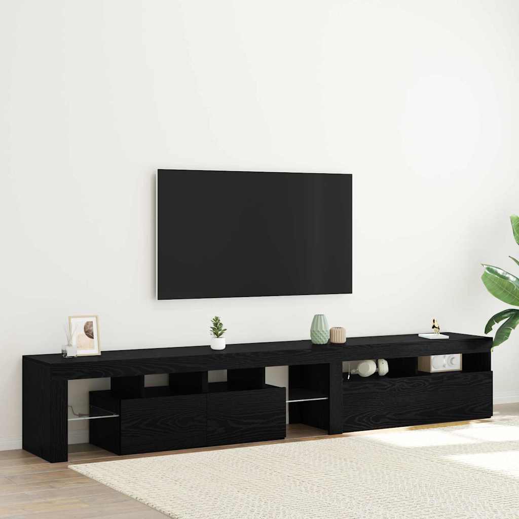 Mobile TV 2 pcs Rovere Nero 260 x 37 x 40 cm Legno multistrato