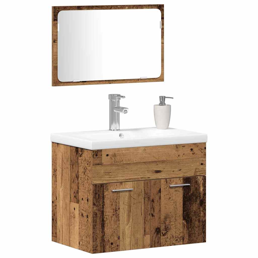 Set di mobili per il bagno Montaggio a parete Legno multistrato | homemem39
