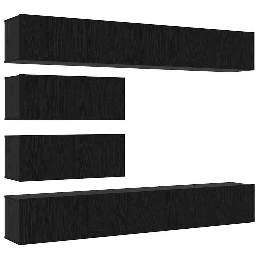 Set mobile TV 6 pcs Rovere Nero Legno multistrato
