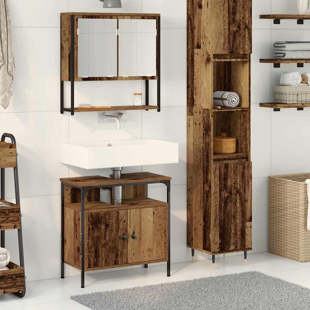 Set di mobili per il bagno 2 pcs Marrone Legno multistrato | homemem39