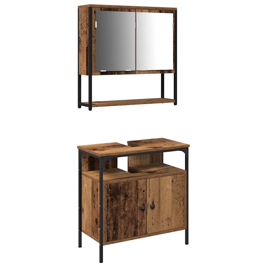 Set di mobili per il bagno 2 pcs Marrone Legno multistrato | homemem39