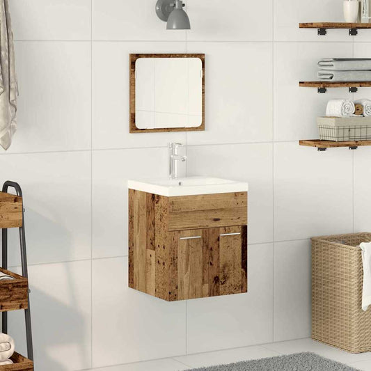 Set di mobili per il bagno con porta 3 pcs Legno vecchio | homemem39