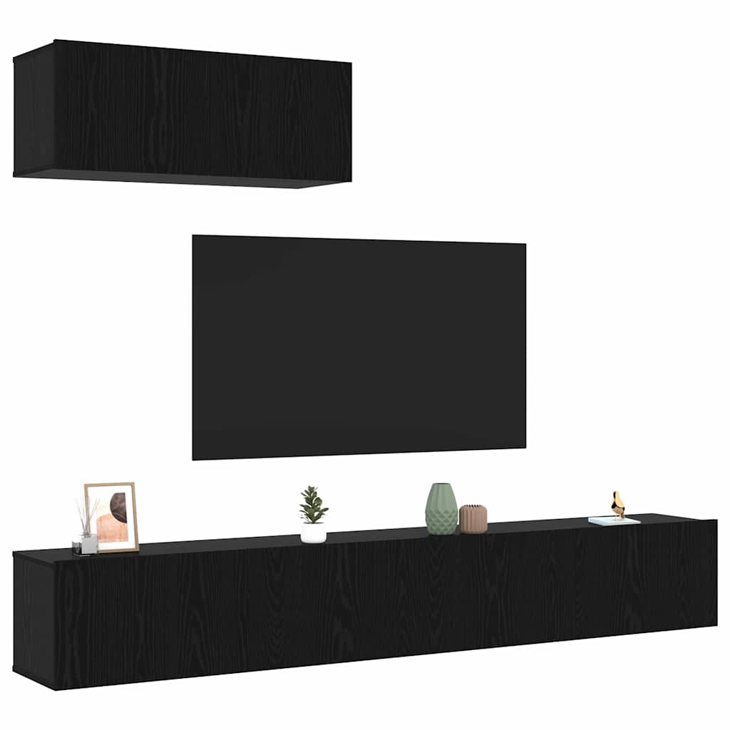 Set mobile TV 3 pcs Rovere Nero Legno multistrato