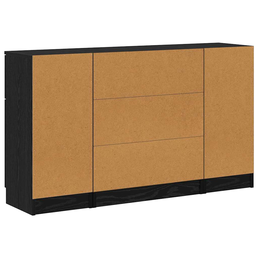 Credenza 3 pcs Rovere nero 121 x 30 x 70 cm Legno multistrato - homemem39