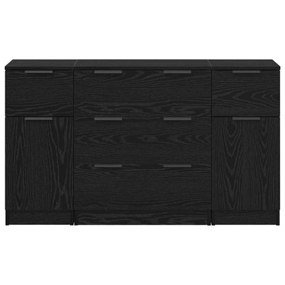 Credenza 3 pcs Rovere nero 121 x 30 x 70 cm Legno multistrato - homemem39