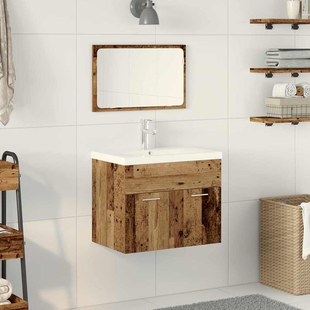 Set di mobili per il bagno con porta 3 pcs Legno vecchio | homemem39