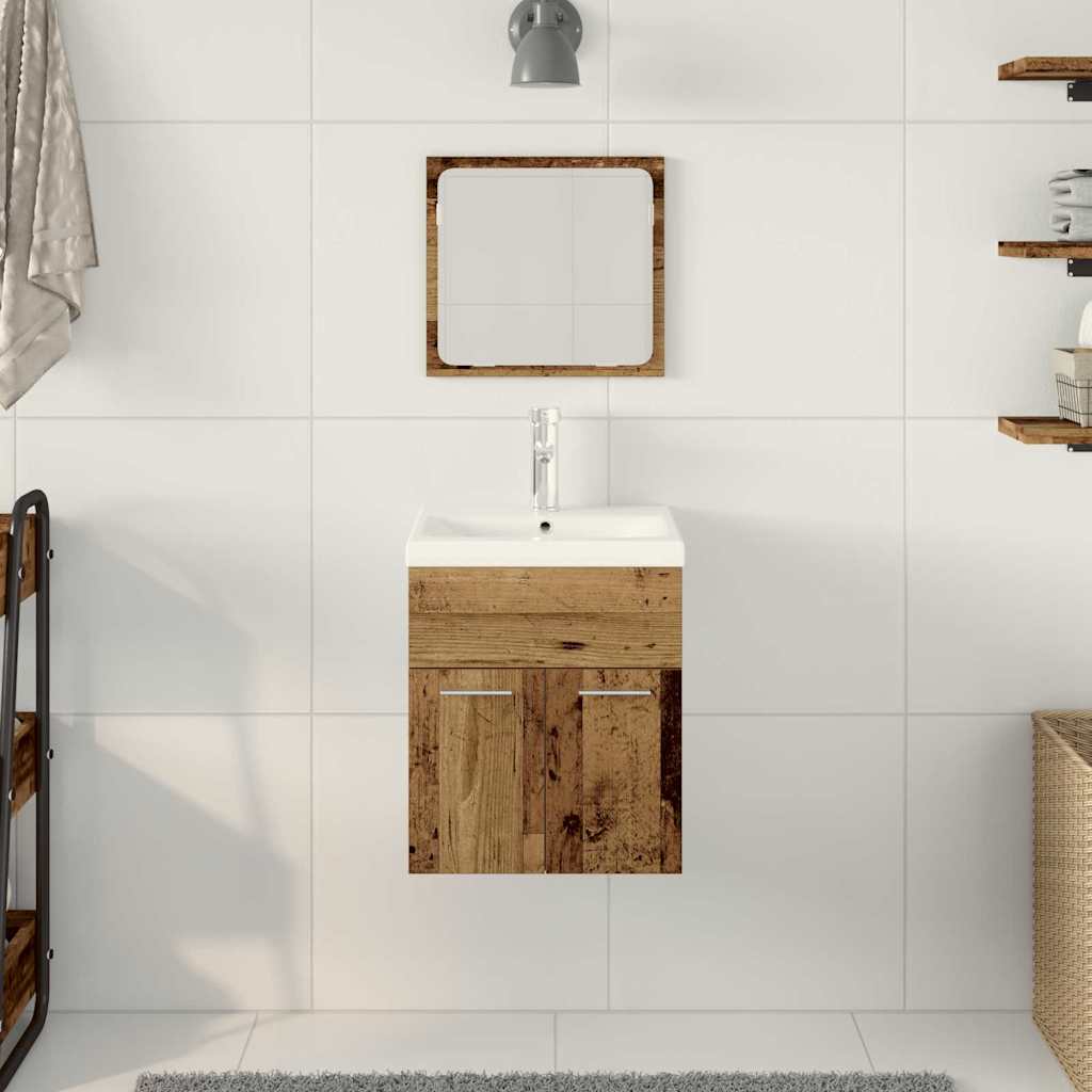 Set di mobili per il bagno con porta 3 pcs Legno vecchio