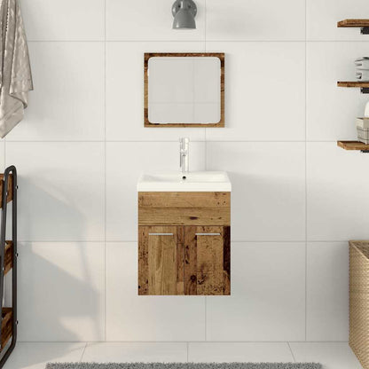 Set di mobili per il bagno con porta 3 pcs Legno vecchio
