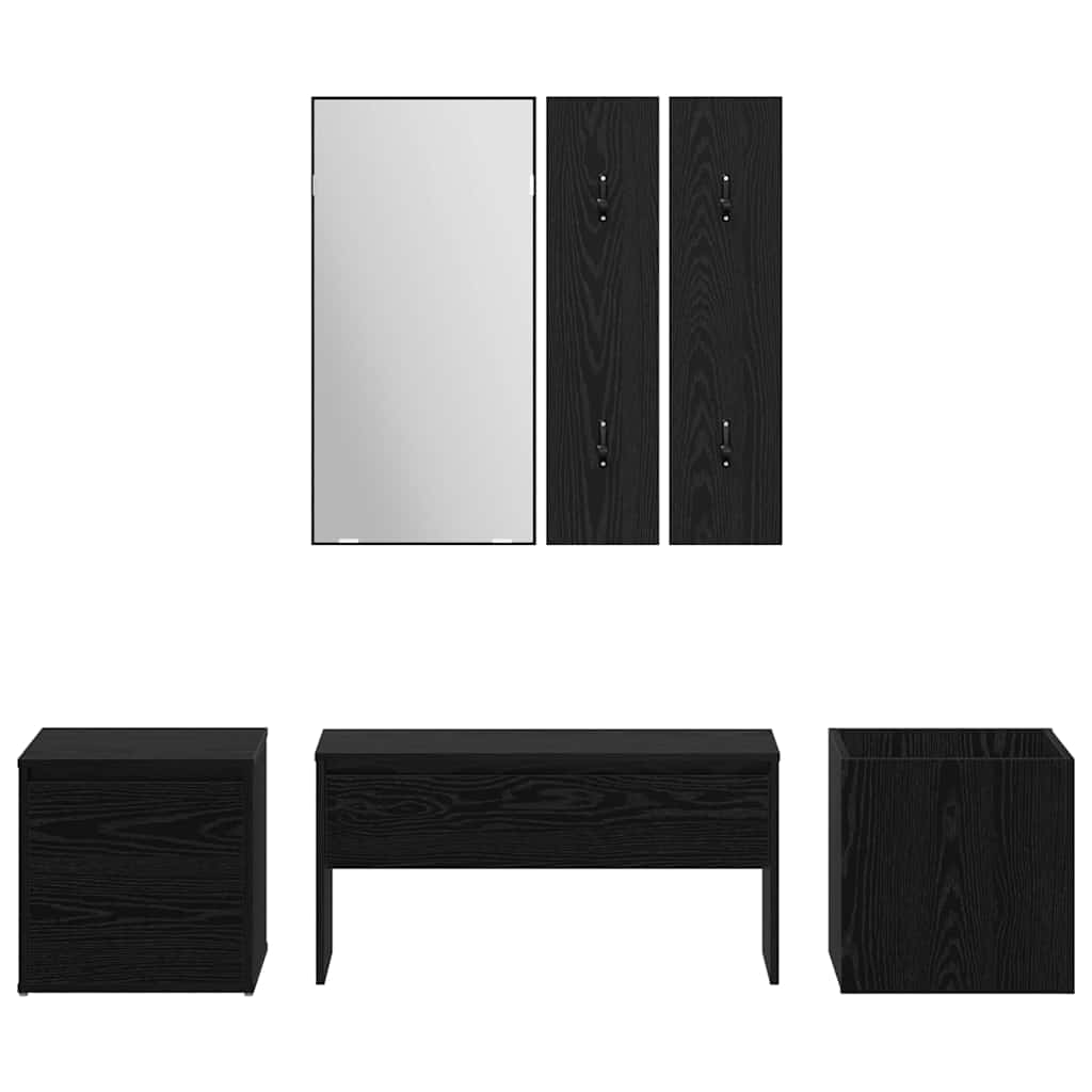 Set mobili da ingresso con specchio 6 pcs Legno multistrato