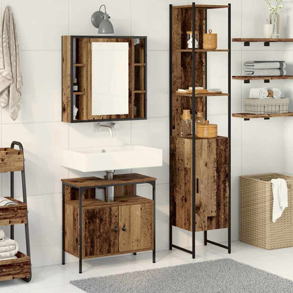 Set di mobili per il bagno con lo scaffale 3 pcs Legno vecchio | homemem39
