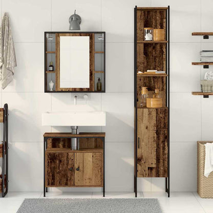 Set di mobili per il bagno con lo scaffale 3 pcs Legno vecchio | homemem39