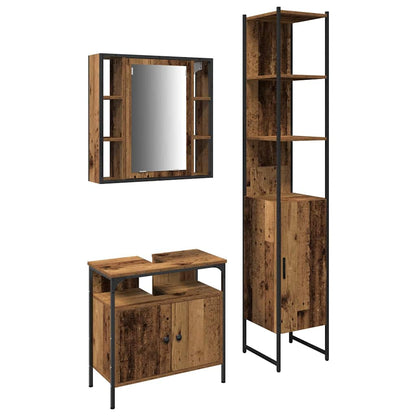 Set di mobili per il bagno con lo scaffale 3 pcs Legno vecchio | homemem39