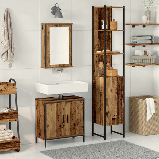 Set di mobili per il bagno 3 pcs Marrone Legno multistrato | homemem39