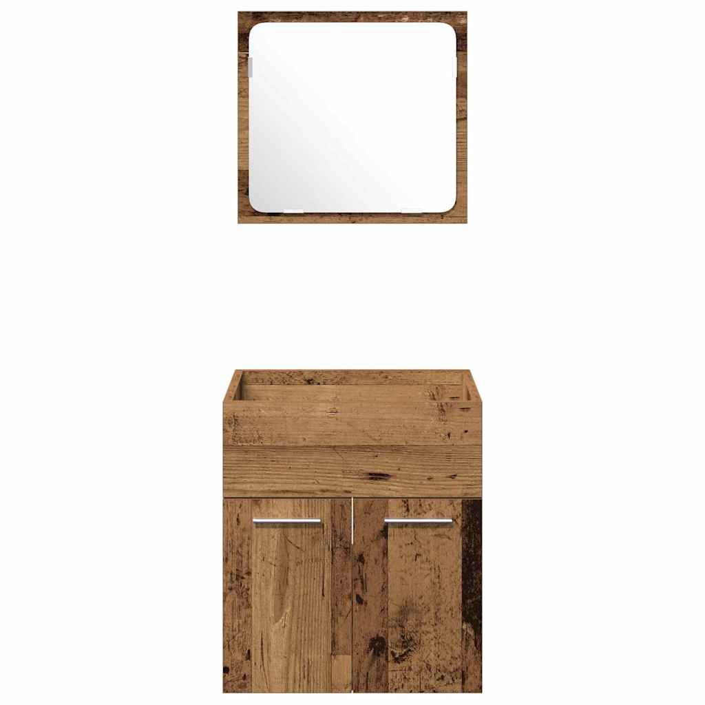 Set di mobili per il bagno con porta 4 pcs Legno vecchio