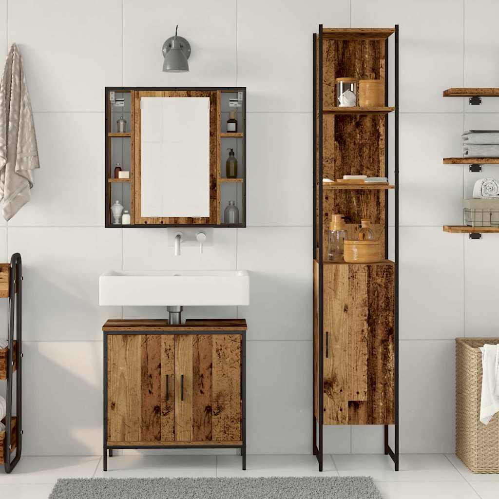 Unità da Bagno 3 pz Marrone 33 x 33 x 185,5 cm | homemem39