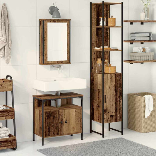 Set di mobili per il bagno con lo scaffale 3 pcs Legno vecchio | homemem39