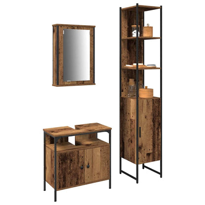 Set di mobili per il bagno con lo scaffale 3 pcs Legno vecchio