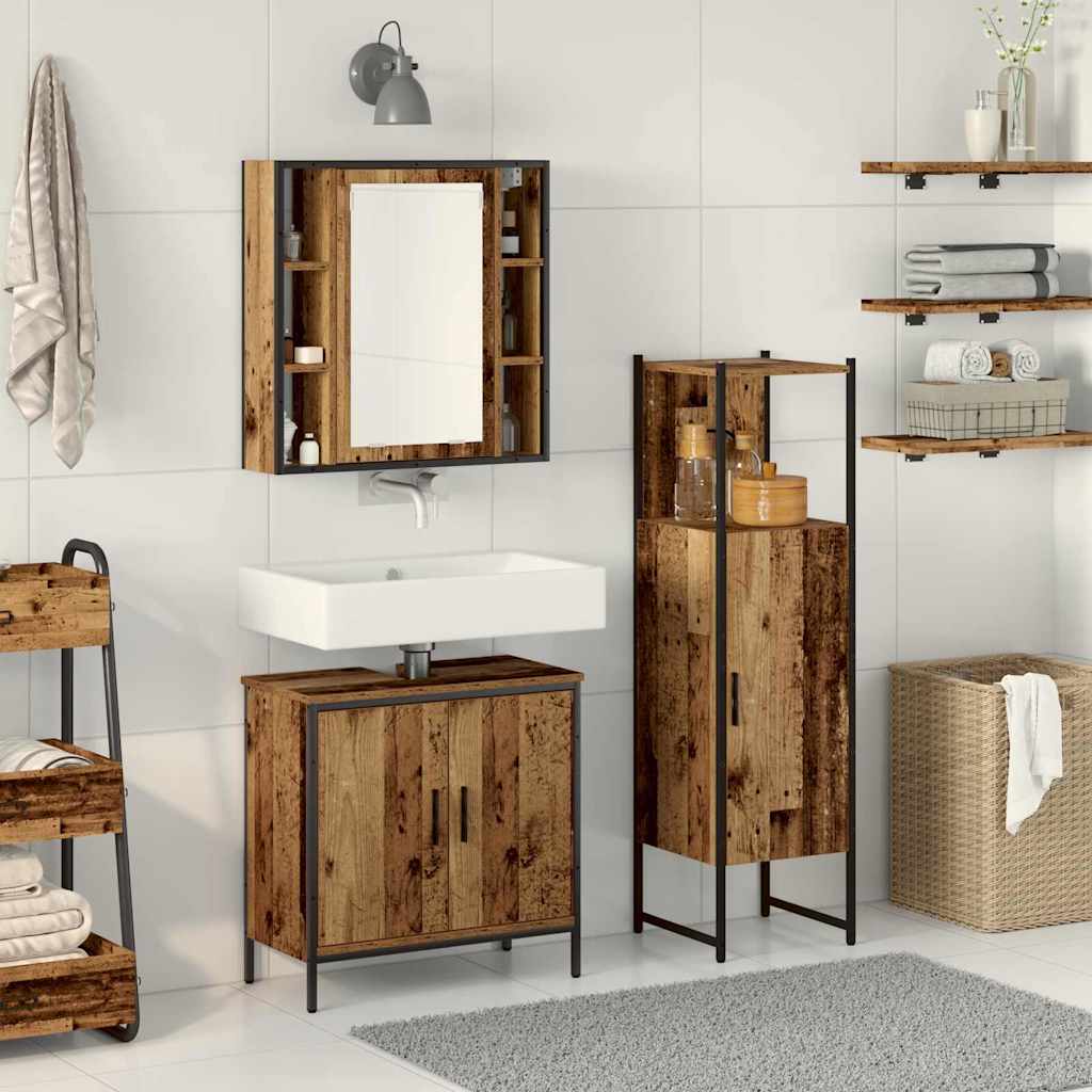 Set di mobili per il bagno 3 pcs Marrone Legno multistrato | homemem39
