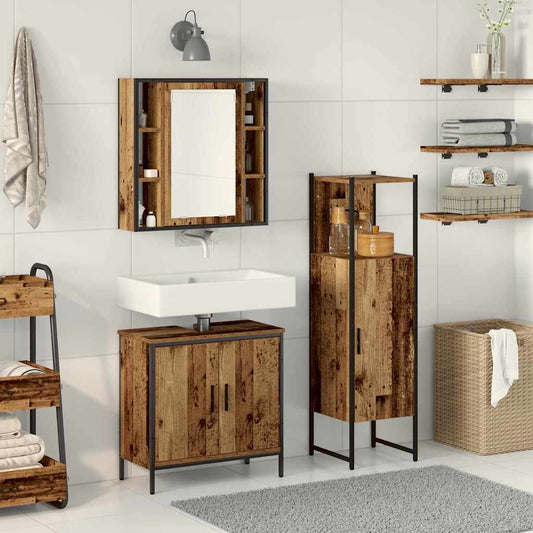 Set di mobili per il bagno 3 pcs Marrone Legno multistrato | homemem39