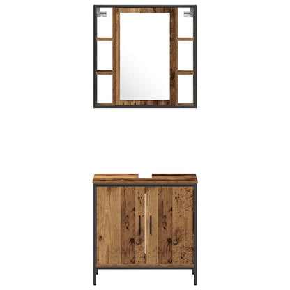 Set di mobili per il bagno 3 pcs Marrone Legno multistrato | homemem39
